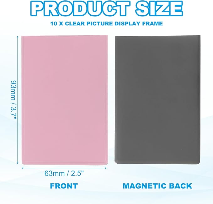 PATIKIL 2x3 Fridge Magnetic Frame, 10Pcs Mini Picture Frames Photo Frame Instant Film Small Picture Holder for Fujifilm Refrigerator, Pink