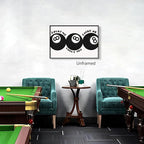 Black 8 Ball Poster, Lucky Me Lucky You Lucky Us Quote Canvas Wall Art, Playful Billiards Balls Picture Print, Retro 8ball Pool Painting for Bar Cart Game Room Man Caves Wall 12x16in Unframed