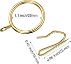 Hotop 30 Pcs Metal Drapery Curtain Rings 0.98/1.26/1.65 inch Interior Diameter and 30 Pcs Hanging Curtain Drapery Pin Hooks for Window Door Shower(25 mm,Gold)