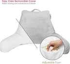 Nestl Reading Pillow for Kids, Small Bed Pillow, Back Pillow for Sitting in Bed, Memory Foam Chair Pillow, Reading & Bed Rest Pillows, Light Grey Back Pillow for Bed, Arm Pillow with Pockets