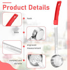 16 Pcs Portion Control Serving Spoons, Restaurant Measuring Serving Ladle Utensils, Portion Control Slotted Scoops for Weight Loss, Solid and Perforated Scoops(Red,2 oz)