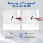 WEER White Bathroom Mirror 48X32 Inch, Rounded Rectangle White Metal Frame Mirror, Matte White Bathroom Vanity Mirror with Tempered Glass, Anti-Rust, Hangs Horizontally or Vertically