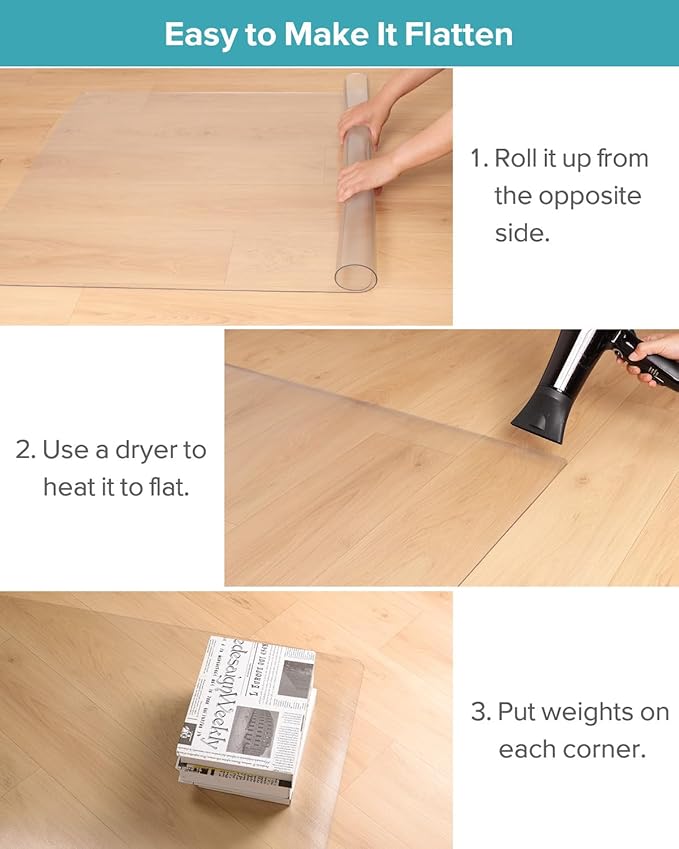 Refrigerator Mat, Clear Anti-Slip PVC Floor Protector, 2mm Thickness Scratch-Resistant Floor Mat