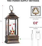10'' Christmas Snow Globe Lantern Lighted Christmas Village Church Scene Musical Water Lantern with Swirling Glittering Home Decoration and Gift, Battery Operated or USB Powered