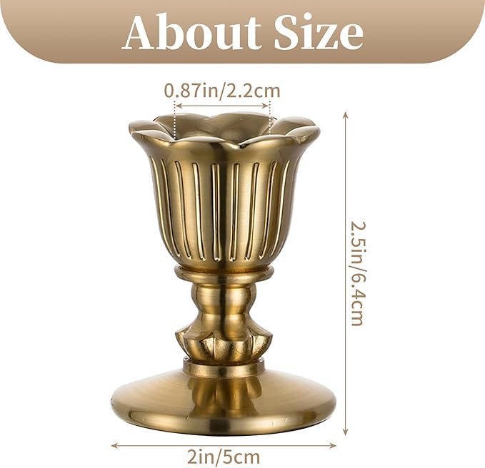 Sziqiqi Vintage Candlestick Holder Decor: Gold Taper Candle Holders Set of 2 for Dining Room Table Antique Candle Stick Holder for Fireplace Mantle