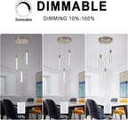 Pendant Light fixtures, Integrated 3-Light Pendant Lighting Silver Finish, Dimmable Pendant Lights Kitchen Restaurant, Dining Room