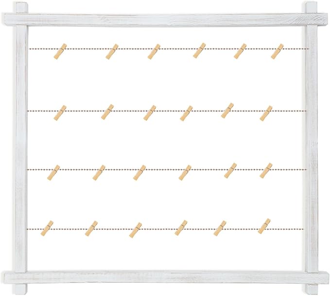 Collage Picture Frame,Photo Display Board,Hanging Pictures Frames with Clips for Graduation Birthday Party,Dorm Photo Card Wall Decor Hanger Holder,Upgraded,Easy To Assemble,Large(White）