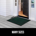 GORILLA GRIP 100% Waterproof All-Season WeatherMax Doormat US Designed Natural Rubber, Stain and Fade Resistant, Low Profile Indoor Outdoor Door Mats, Easy Clean Patio Mat, 23x35, Green Diamond