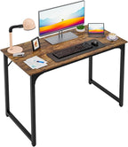 PayLessHere | 39 Inch Computer Desk | Brown | Office Desk with Metal Frame, Adjustable Feet | Water-Resistant, Scratchproof Surface | Sturdy Writing Table for Home Office or Study | Pack of 1