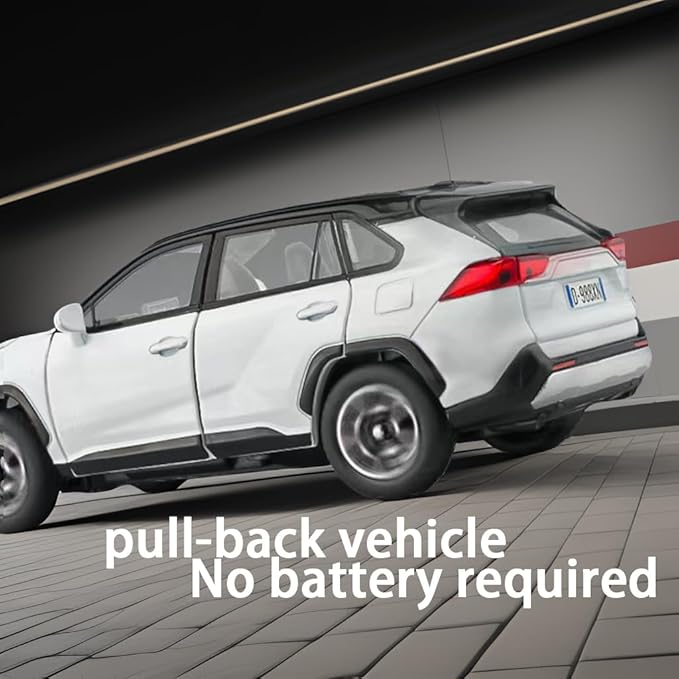 Model Car Compatible 1/32 RAV4 Toy Car Alloy Diecast Collectible Model with Light and Sound Toy Vehicle for Boys Kids Toddler Gift White Car