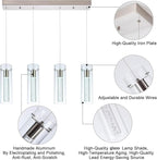 Kitchen Lighting Pendant Fixtures 4-Light LED Pendant Ceiling Fixture Brushed Nickel Bubble Cylinder Pendant Light with Adjustable Length for Kitchen Island Dinning Room Bedroom