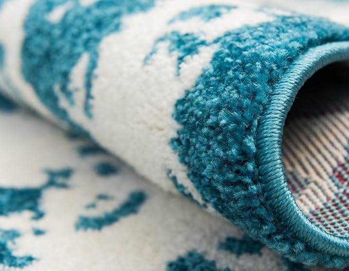 Unique Loom Rosso Collection Vintage Traditional Distressed Blue Round Rug (8' 0 x 8' 0)