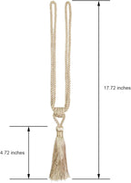 Fenghuangwu Curtain Tiebacks Tassel Tie-Backs, Rope Curtain tie Backs Handmade Curtain Holdbacks Made from Polyester (Beige, 2p)