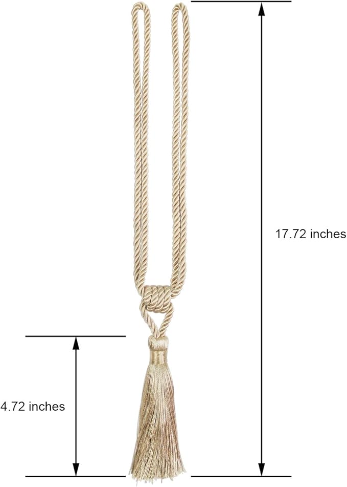 Fenghuangwu Curtain Tiebacks Tassel Tie-Backs, Rope Curtain tie Backs Handmade Curtain Holdbacks Made from Polyester (Beige, 4p)