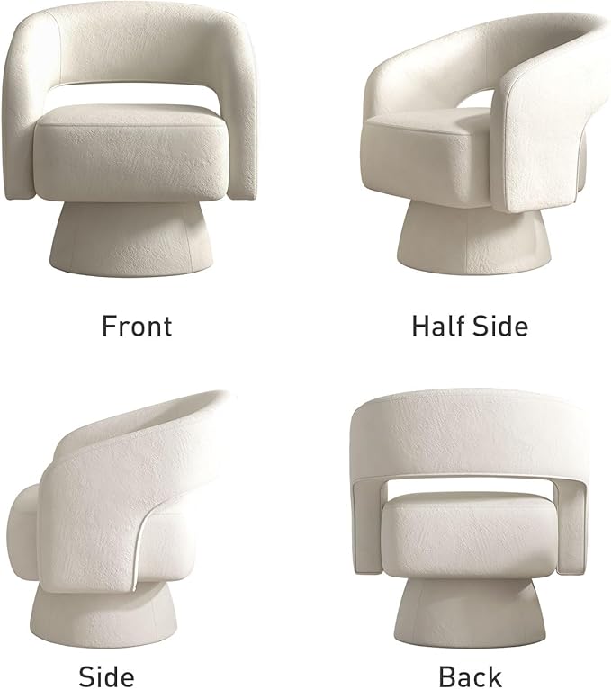 Bonzy Home Swivel Barrel Chair, Velvet Accent Armchair 360 Degree Swivel Club Chair for Living Room Bedroom Reception Room, 1 Pack, Beige