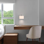 XiNBEi Lighting Table Lamp USB Desk Lamp with Fabric Shade, Modern Bedside Iron Lamp Brushed Nickel Finish for Bedroom Living Room & Office XB-TL1230-BN