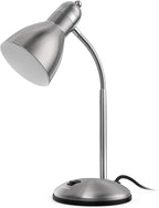 LEPOWER Metal Desk Lamp, Adjustable Goose Neck Table Lamp, Eye-Caring Study Desk Lamps for Bedroom, Study Room and Office (Silver)