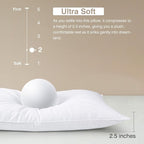 Goose Feather Bed Pillow Queen Size Set of 2 - Hotel Down Pillows for Sleeping, Soft 600 Thread Count Cotton Cover, Fluffy Support Surround Fill Polyester for Back, Stomach, Side Sleepers
