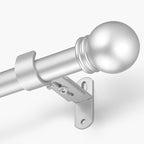 Curtain Rods for Windows 16 to 48 Inches, Curtain Rod Max Adjustable Length of 60 IN, 1" Diameter Drapery Rods Round Finials, Satin Silver, Pack of 1