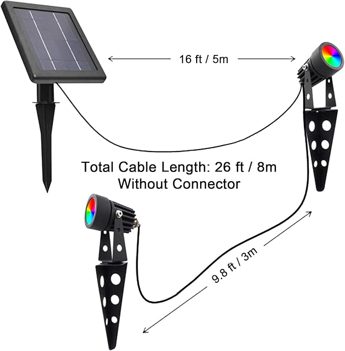 Mini 50X Twin Solar Spot Lights Outdoor Multi Color Changing RGB LED Spotlight Cast Aluminium for Outdoor Garden Yard Landscape Downlight