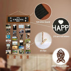 Hanging Photo Display Wall Decor, Picture Frames Collage Felt Letter Board with 270 Letters and 30 Clips, DIY Boho Dorm Room Decor for Wall, Mothers Day Party Birthday Gifts