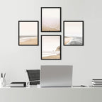 SIGNWIN Framed White Minimalist Ocean Beach Seashore Scenic Wall Art, Set of 4 Landscape Colorful Wall Decor Prints, Nature Wilderness Wall Décor for Living Room, Bedroom - 12"x16" Black