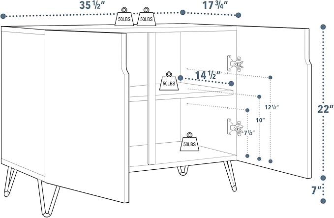 SIGNWIN Sideboard Buffet Cabinet, Kitchen Storage Cabinet with 2 Doors, Countryside Wood Panel Mountain Forest, Cupboard Console Table for Dining Room - 35" L x 18" W x 29" H