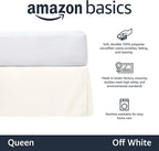 Amazon Basics Lightweight Pleated Bed Skirt, Queen, Off White, Solid