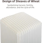 Modern Square Ottoman 2Pcs, Vertical Channel Tufted Foot Stool Ottoman, Velvet Upholstered Vanity Stool for Makeup, Bedroom, Living Room, White