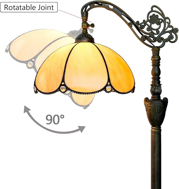 Tiffany Floor Lamp with Angle Adjustable Stained Glass Lampshade Rustic Style Gooseneck Reading Floor Light Tiffany Style Standing Corner Light 63 inches for Home Living Room Bedroom