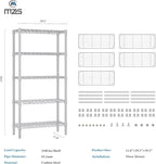 1250 lbs 5 Tier Shelf Metal Storage Shelves Wire Rack Closet Organizers for Garage Kitchen Bathroom Laundry White 11.8" D x 29.5" W x 59.5" H