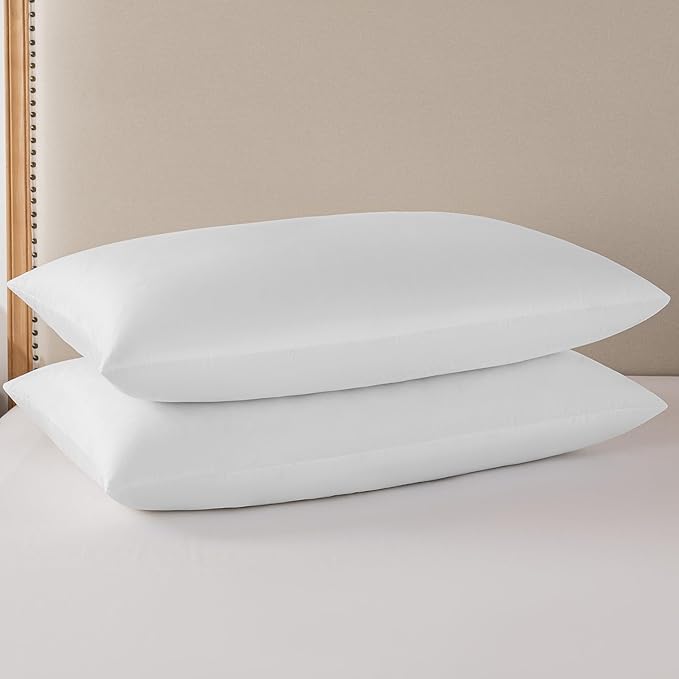Goose Feathers and Down Pillows, Cotton Cover, Bed Sleeping Hotel Collection Pillows,Set of 2, King Size 20x36