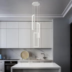 Modern Kitchen Pendant Light Fixture White 40W LED Pendant Light 3 Rings Rectangle Chandelier Pendant Lighting for Kitchen Island Living Room Dining Room Bedroom