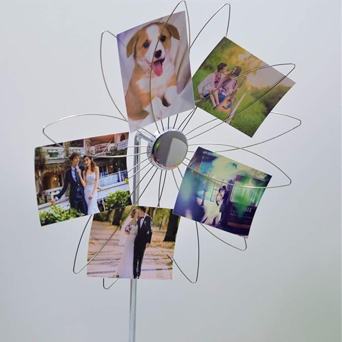 Mollytek Desktop Photo Holder with Clips Postcard Gift Card Picture Display Stand Decor Photo Tree Stand for Table Display Sun Flower Romantic Design with Plated Wire