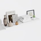 Fun Memories 10 Inch Deep Shelves, Floating Shelves for Wall 48 Inches Long, Wood Floating Shelves for Wall, Large Storage Shelves Wall Mount for Living Room Bedroom, White, Set of 1