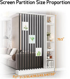 Wall Room Divider, Storage Cabinet Storage Display with Shelves, Modern Freestanding Wood Room Divider Screen, Wall Privacy Screens for Home Decorative (White+Black,35.4" L x 9.5" W x 79.5" H)