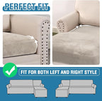 H.VERSAILTEX Velvet Stretch Sectional Couch Covers 3 Pieces Sofa Seat Cushion Covers L Shape Separate Couch Cover for Both Left/Right Sectional Couch (Large Sofa 2 Seater + 1 Chaise, French Oak)