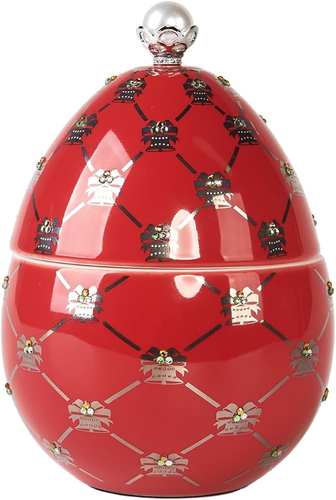 Christmas Candles | Scented Egg Candle with Cinnamon, Caramel, and Nutmeg | Elegant Christmas Decor & Gift | Warm Holiday Ambiance for Living Room and Gatherings | 14 Cm | Red