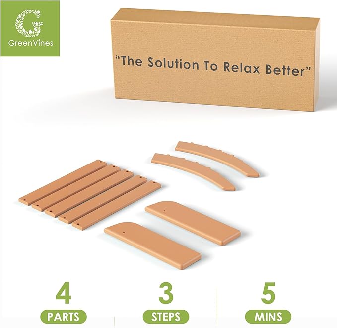 GREENVINES Adirondack-Ottoman | Set of 4 | HDPE Plastic | Outdoor Footrest | All Weather | Foot Rest | Foot Stool | Teak | for Adirondack Chair | for Patio Backyard Pool