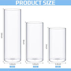 24 Pcs Glass Cylinder Vases Clear Flowers Vase Decorative Floating Candles Holders Table Centerpieces for Wedding Party Event Home Office Decor (Clear,3.4'' X 6'', 3.4'' X 8'', 3.4'' X 10'')