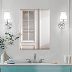 Mirrorons Beveled Mirror, Wall Mirror 18" x 24", Frameless Rectangle Bathroom Mirror with Beveled Edge, Hangs Horizontally or Vertically. Rounded Corner Tempered