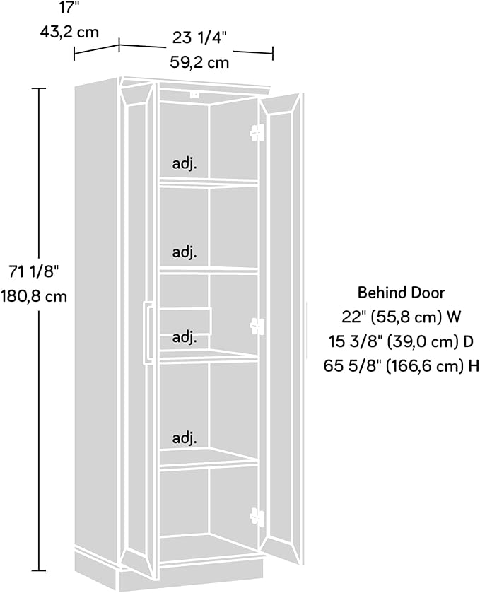 Sauder HomePlus Storage Pantry cabinets, ‎L: 23.25" x W: 17" x H: 71.18", Sienna Oak