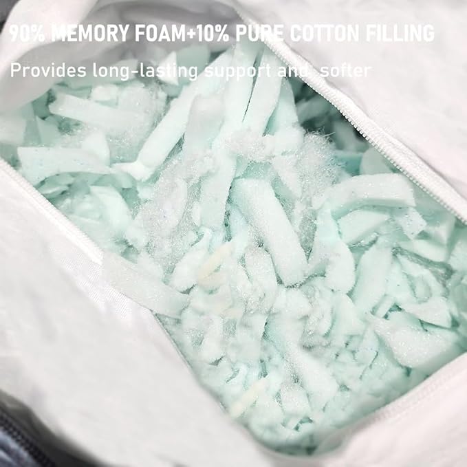 Reading Pillow 31”Wx21”H XL Back Pillow for Bed Sitting Up, Bed Pillow with Shredded Memory Foam Back Pillow for Bed Sitting up Back Support Pillow with Leg Pillow and Pocket for Reading