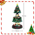 19" Christmas Tree Village House - Animated Tabletop Display with Moving Train, Up & Down Christmas Tree, LED Lights, and Holiday Music - Adapter Included Christmas Decor for Home Gift