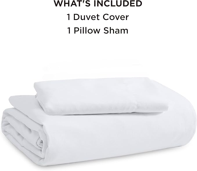 Bedsure Duvet Cover Twin/Twin XL Size - 2 Pieces Prewashed Cotton-Like Extra Soft Bedding Set, Includes 1 Twin Duvet Cover 68x90 Inches with Zipper Closure & 1 Pillow Sham, White, No Comforter