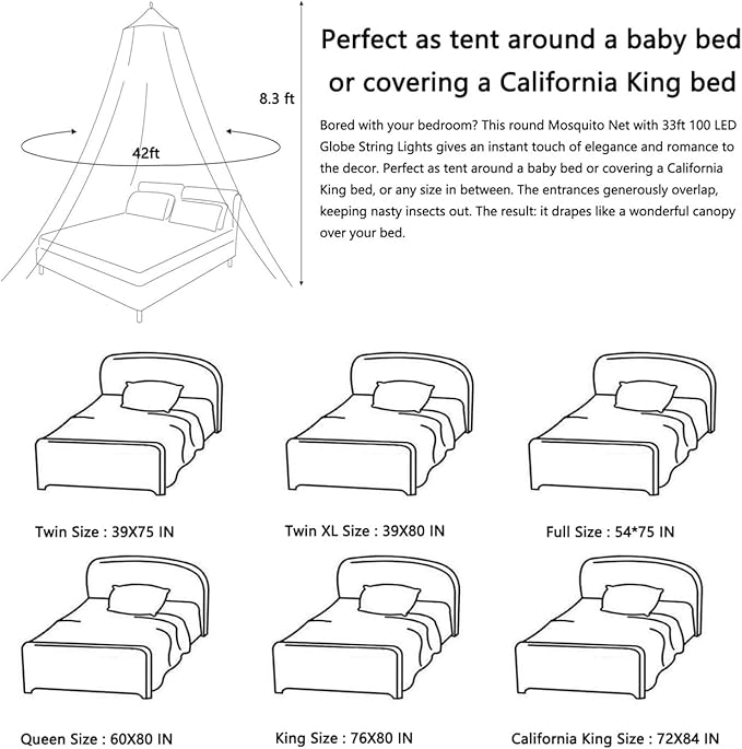 Comtelek Mosquito Net Bed Canopy for Girls,Rainbow Canopy with LED Lights Bed Curtains Full Queen Size from Ceiling,Dome Mosquito Netting Bed Tent Twin Girls Princess Canopy King Bed Decor