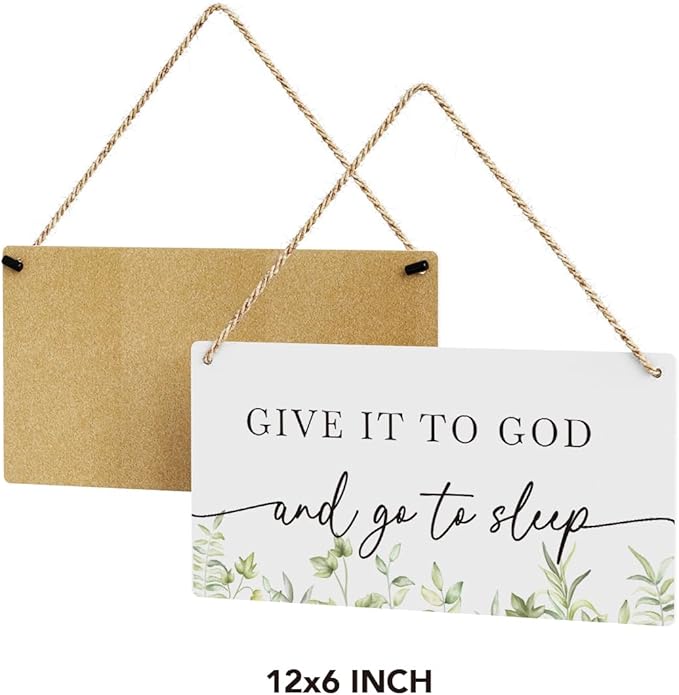 Christian Decor Give It to God And Go To Sleep Sign Rustic Bible Verse Sign Scripture Printed Wood Sign Wall Art Religious Gifts Faith Based Gifts