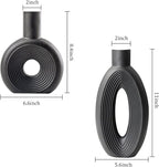 Ceramic Vase - Set of 2 for Home Decor,Black Pampas Vases Minimalist Nordic Boho Style for Modern Farmhouse Decor, Living Room、 Kitchen、Mantle、Bedroom、Dining Table、Office