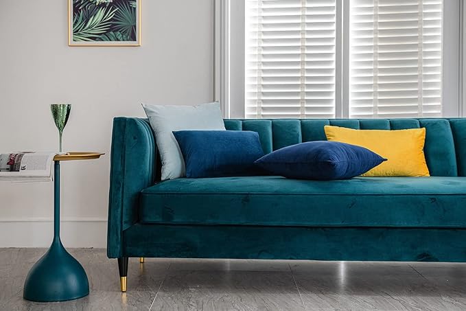 26x26 Euro Pillow Covers : 2 Pack Cozy Soft Velvet Oversized Couch Pillow Shams, Square Throw Pillow Cases for Living Room Sofa, Navy