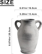 Sunddo Rustic Ceramic Vase for Home Decor, 8 inch Farmhouse Vintage Boho Vase, Farmhouse Decor, Table Living Room Bedroom Fireplace Decor